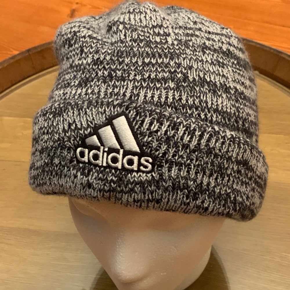 Adidas Black and White Knit Beanie